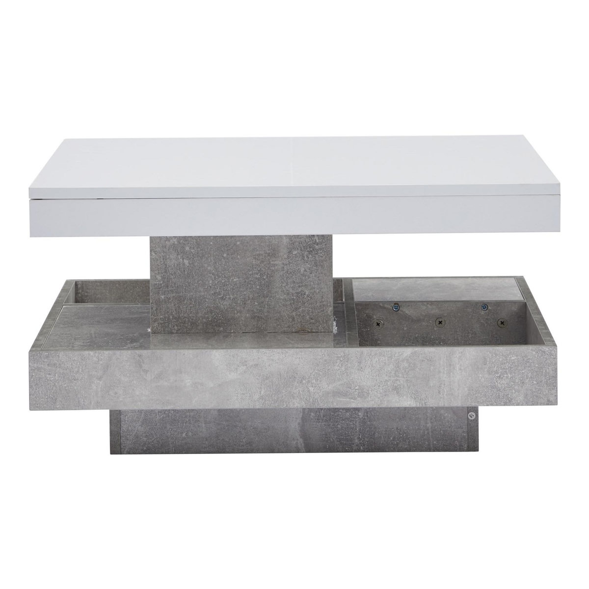 MERAX Table Basse Carrée Avec Un Bureau Rotatif à 360° Et Plusieurs Compartiments De Rangement