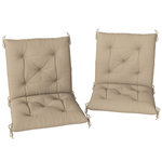 OUTSUNNY Lot de 2 coussins matelas assise dossier 2 en 1 pour chaise fauteuil grand confort 98L x 50l x 8H cm beige