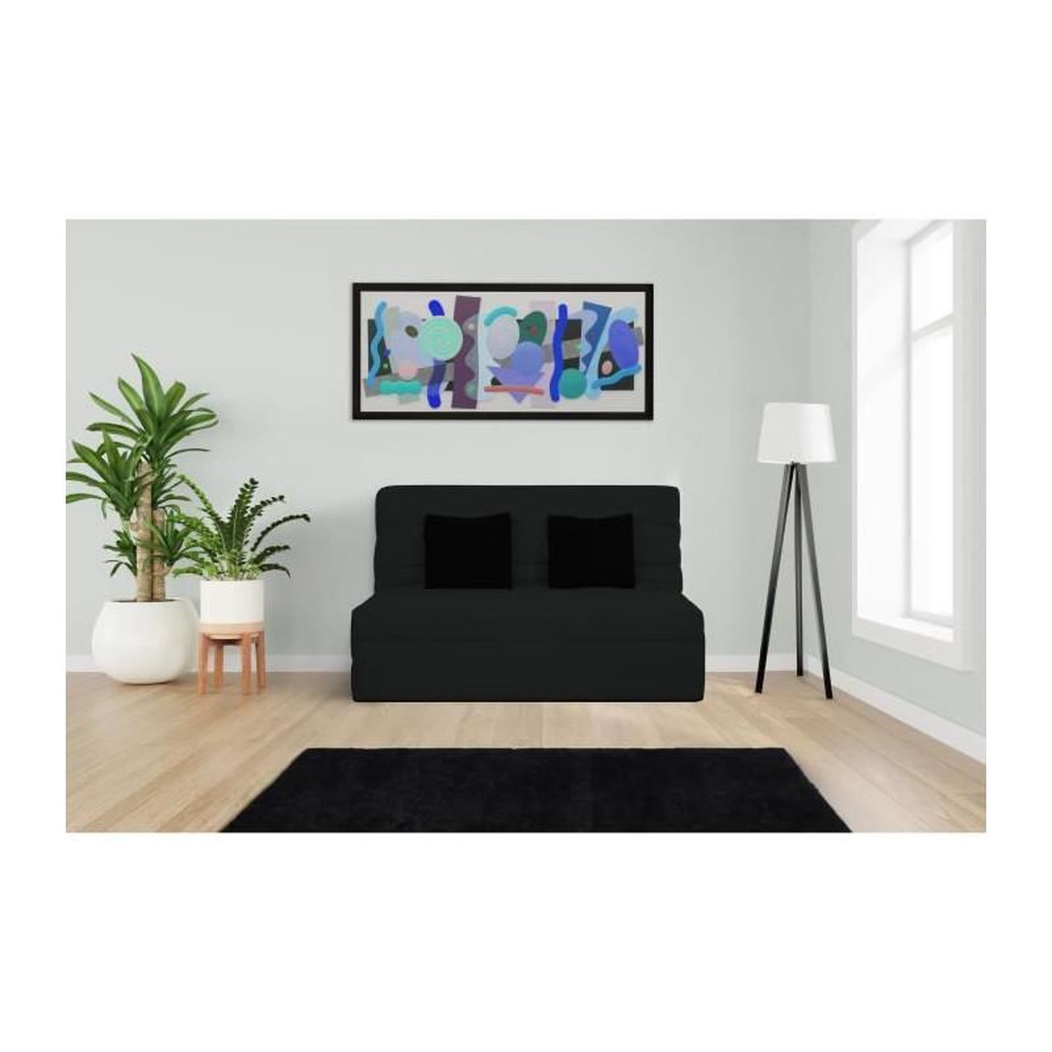 Voir la diapositive 2 : DUNLOPILLO DUNLOPILLO Banquette BZ 2 places - Noir - ReVEUR