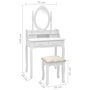 Voir la diapositive 6 : VIDAXL Ensemble de coiffeuse avec tabouret Blanc 75x69x140cm Paulownia