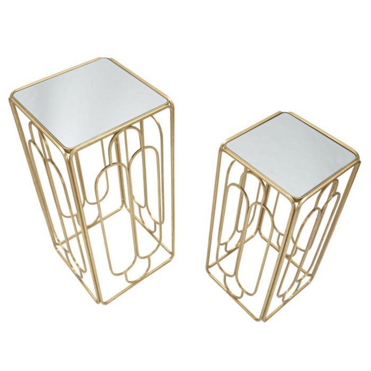Paris Prix Lot de 2 Tables d'Appoint Gigogne Carrée  Arty  70cm Or