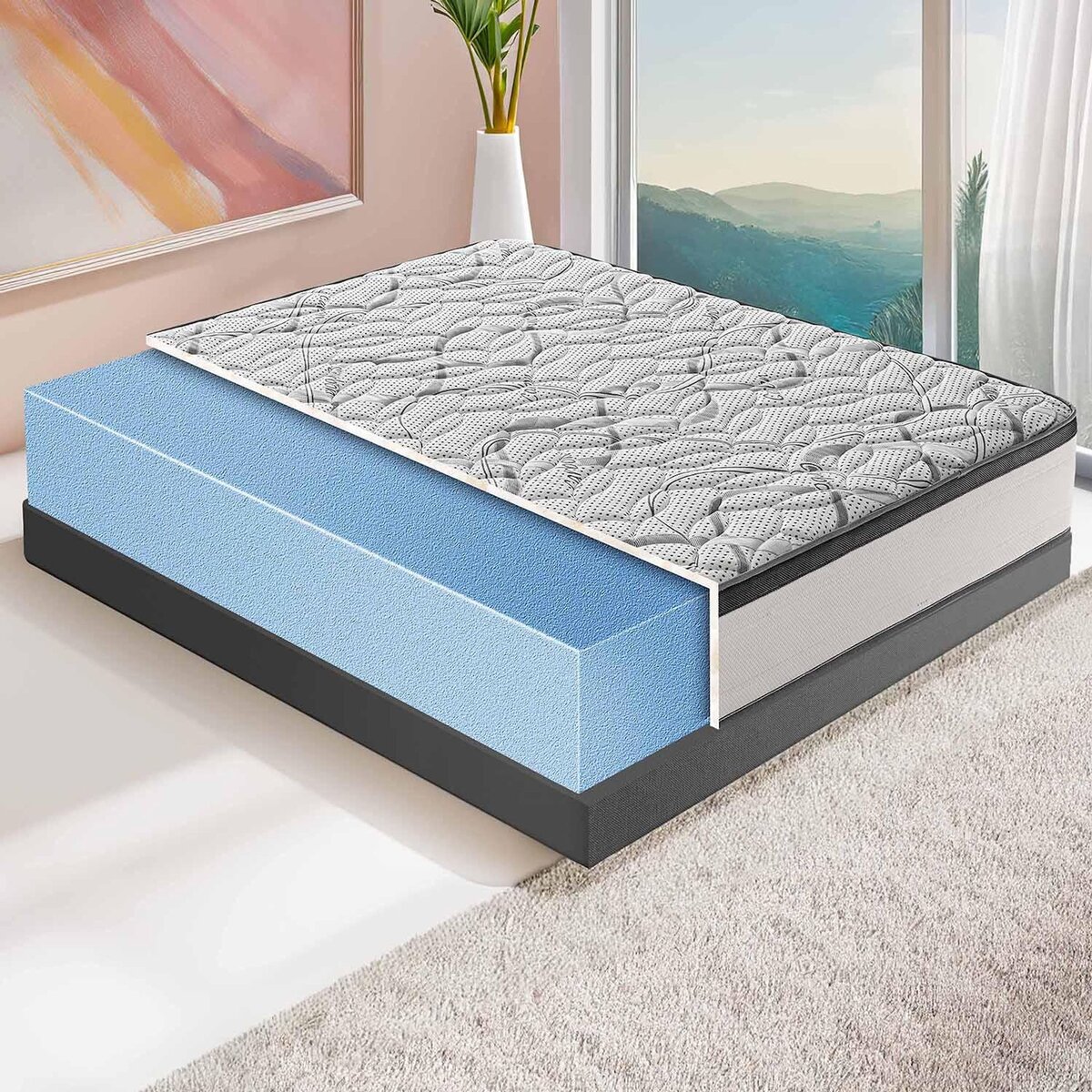 ILOVESLEEP Matelas Mousse DELUXE - Epaisseur 15 Cm - Réversible - Côté Été/hiver