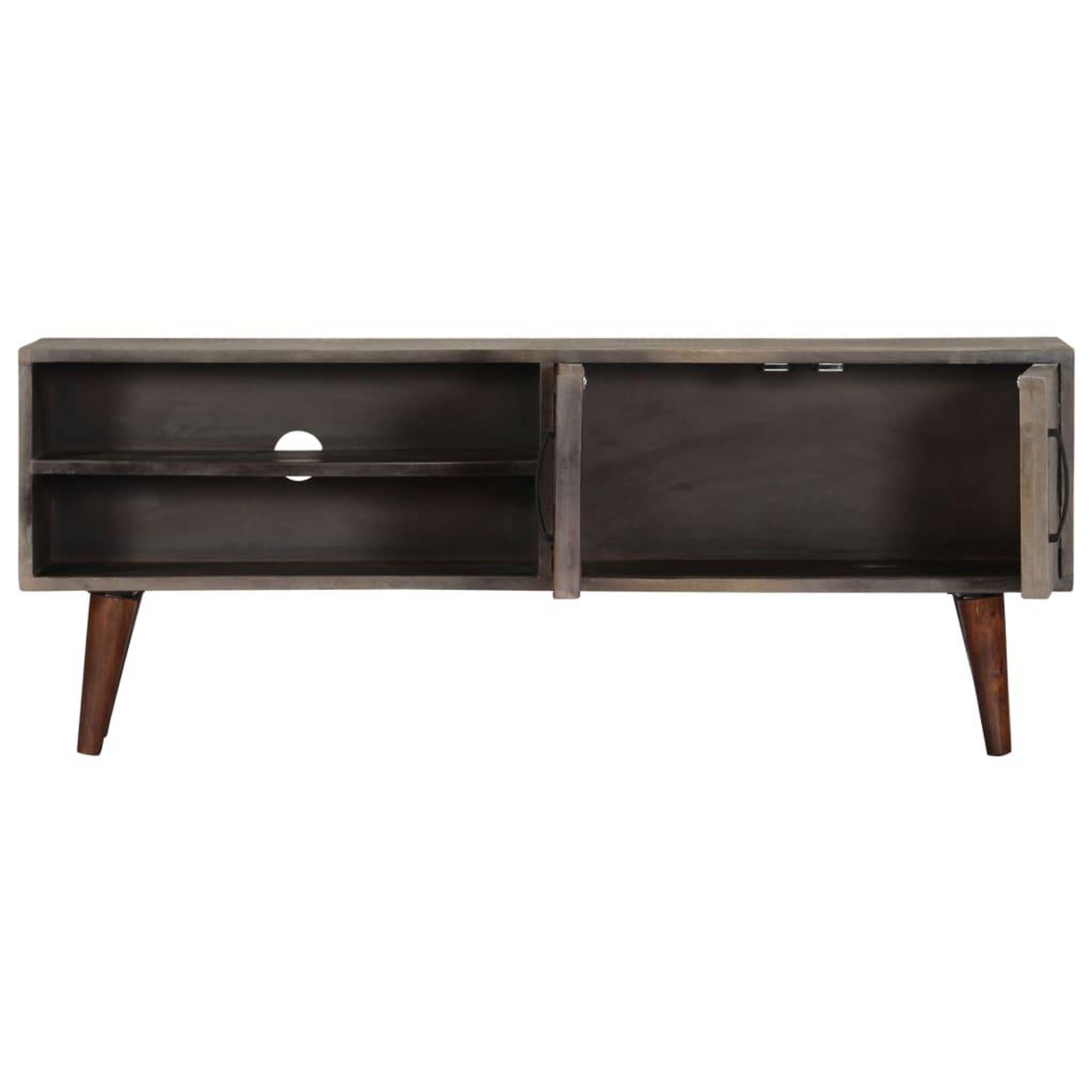 Voir la diapositive 4 : VIDAXL Meuble tv gris 130x30x46 cm bois massif de manguier brut