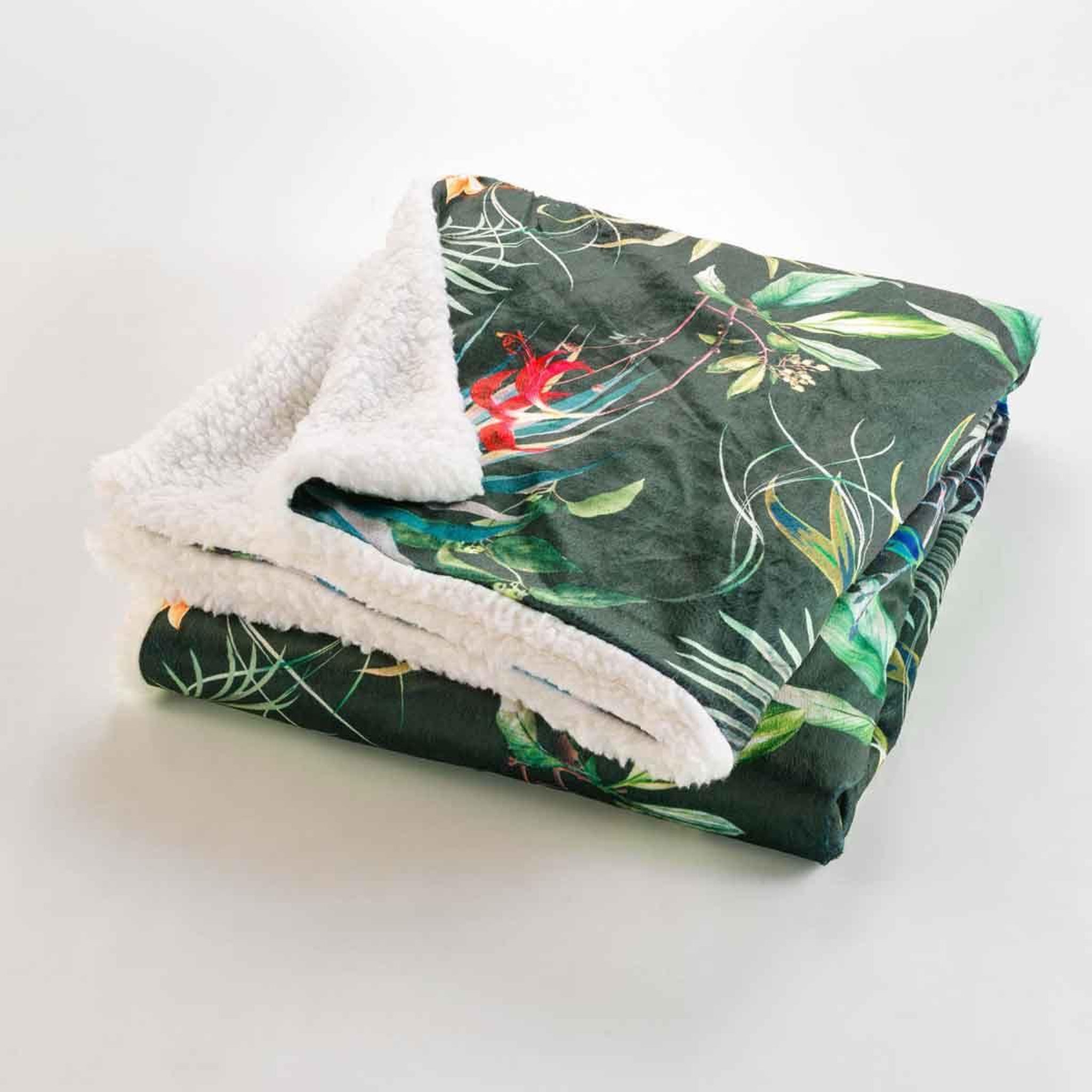 Voir la diapositive 2 : Douceur d'Intérieur Plaid velours imprimé  féerie  125x150cm vert