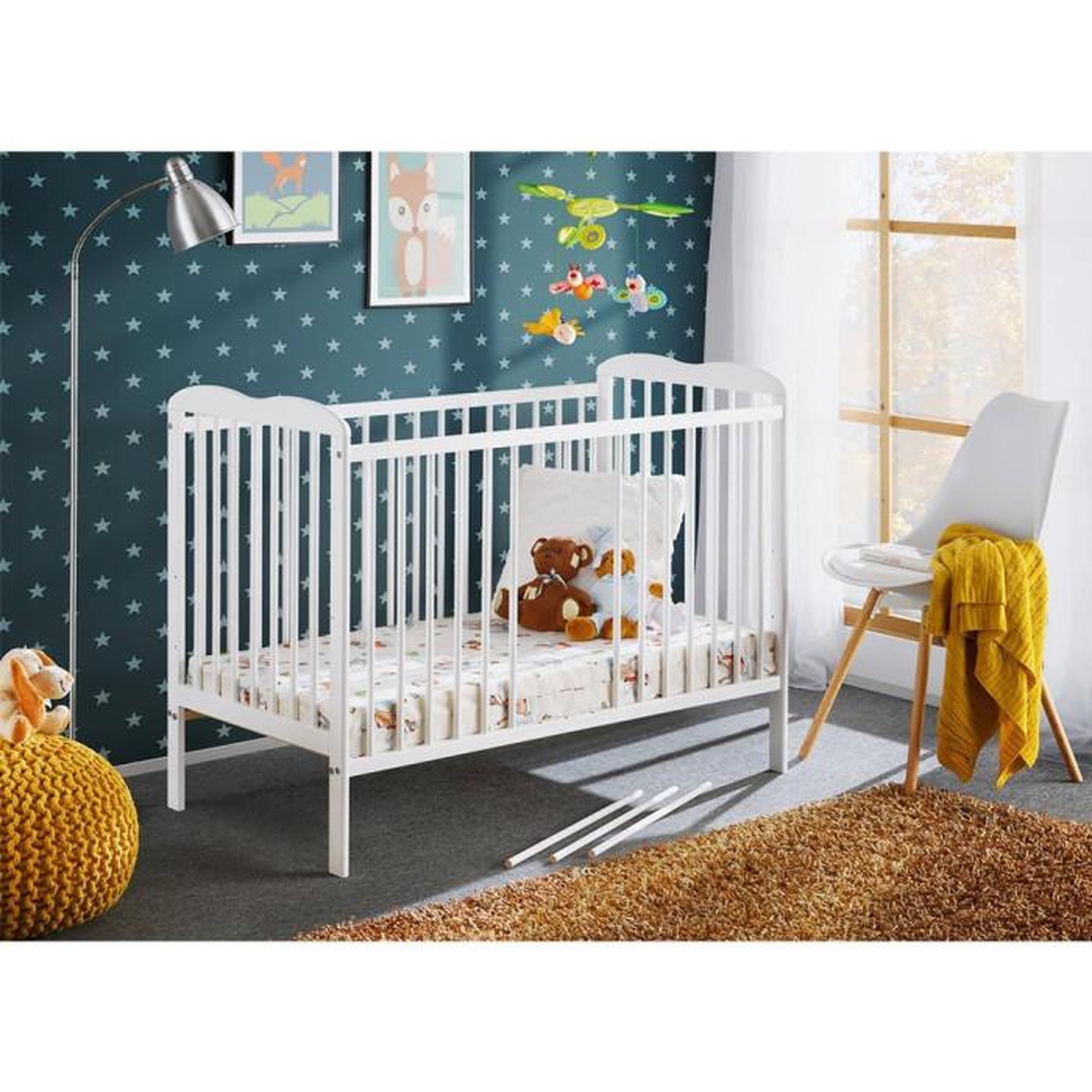 Voir la diapositive 3 : Paris Prix Lit Bébé  Ala  60x120cm Blanc Mat