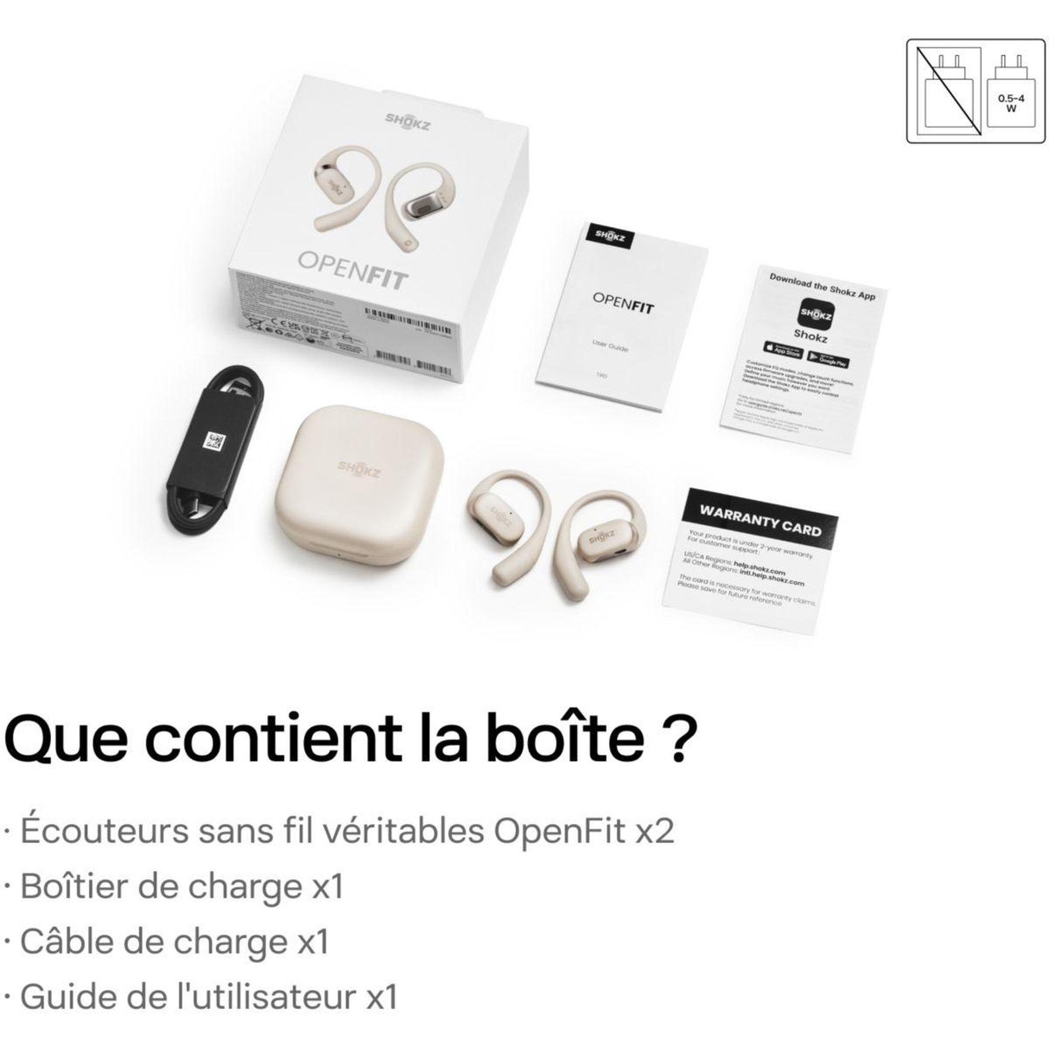 Voir la diapositive 2 : SHOKZ Ecouteurs OpenFit Beige