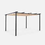 SWEEEK Pergola aluminium - Isla 3x4m - Tonnelle idéale pour votre terrasse, toit rétractable, toile coulissante, structure aluminium. Coloris disponibles : Beige, Gris