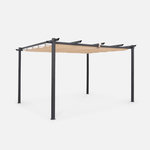 SWEEEK Pergola aluminium - Isla 3x4m - Tonnelle idéale pour votre terrasse, toit rétractable, toile coulissante, structure aluminium. Coloris disponibles : Beige, Gris