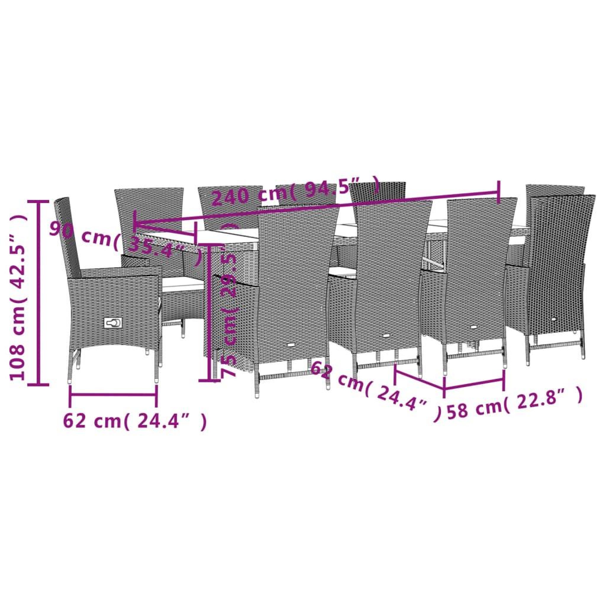 Voir la diapositive 5 : VIDAXL Ensemble a manger de jardin et coussins 11 pcs beige poly rotin