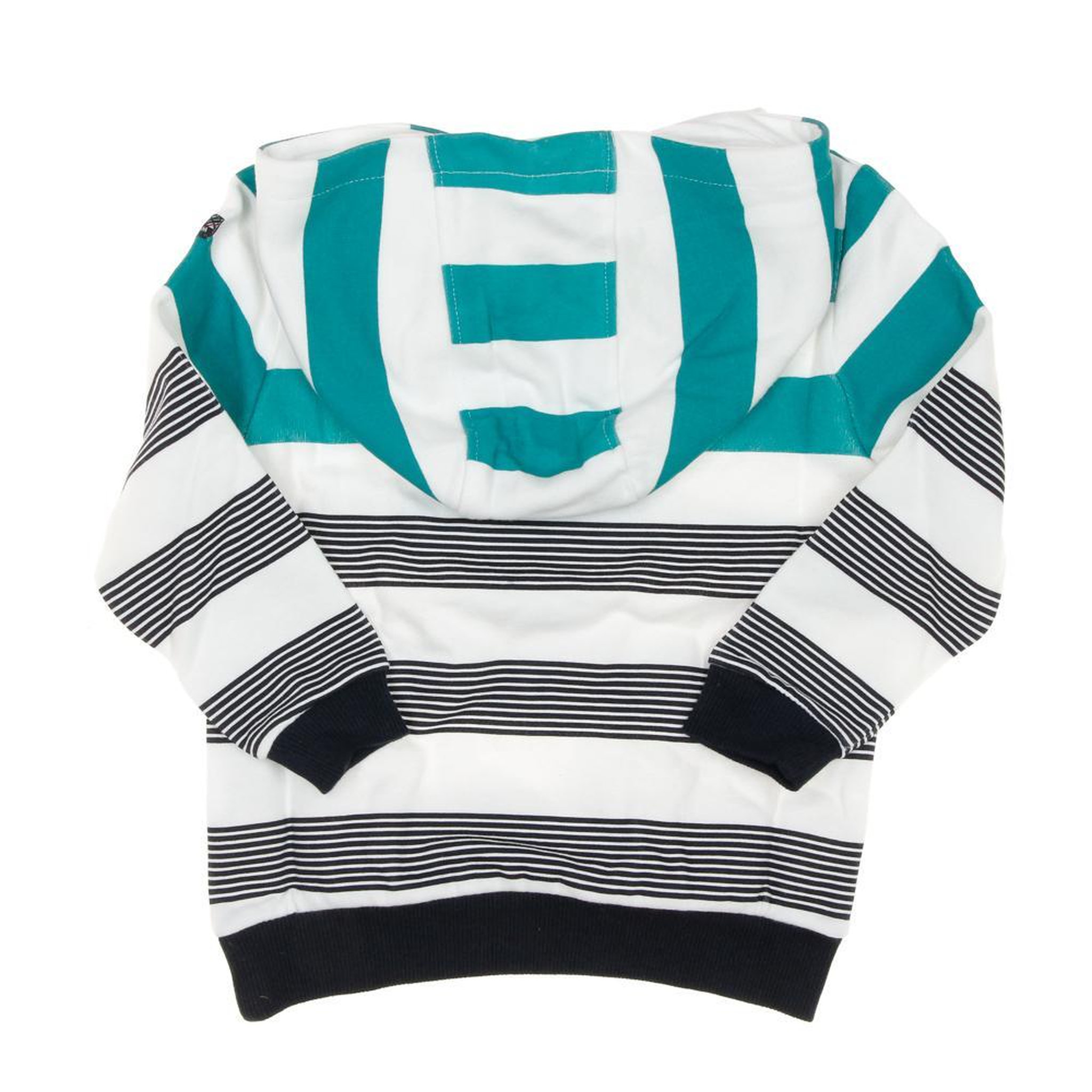 Voir la diapositive 2 : ELLE EST OU LA MER Sweat Zippé Vert/Blanc Rayure Garçon EOM Epouli