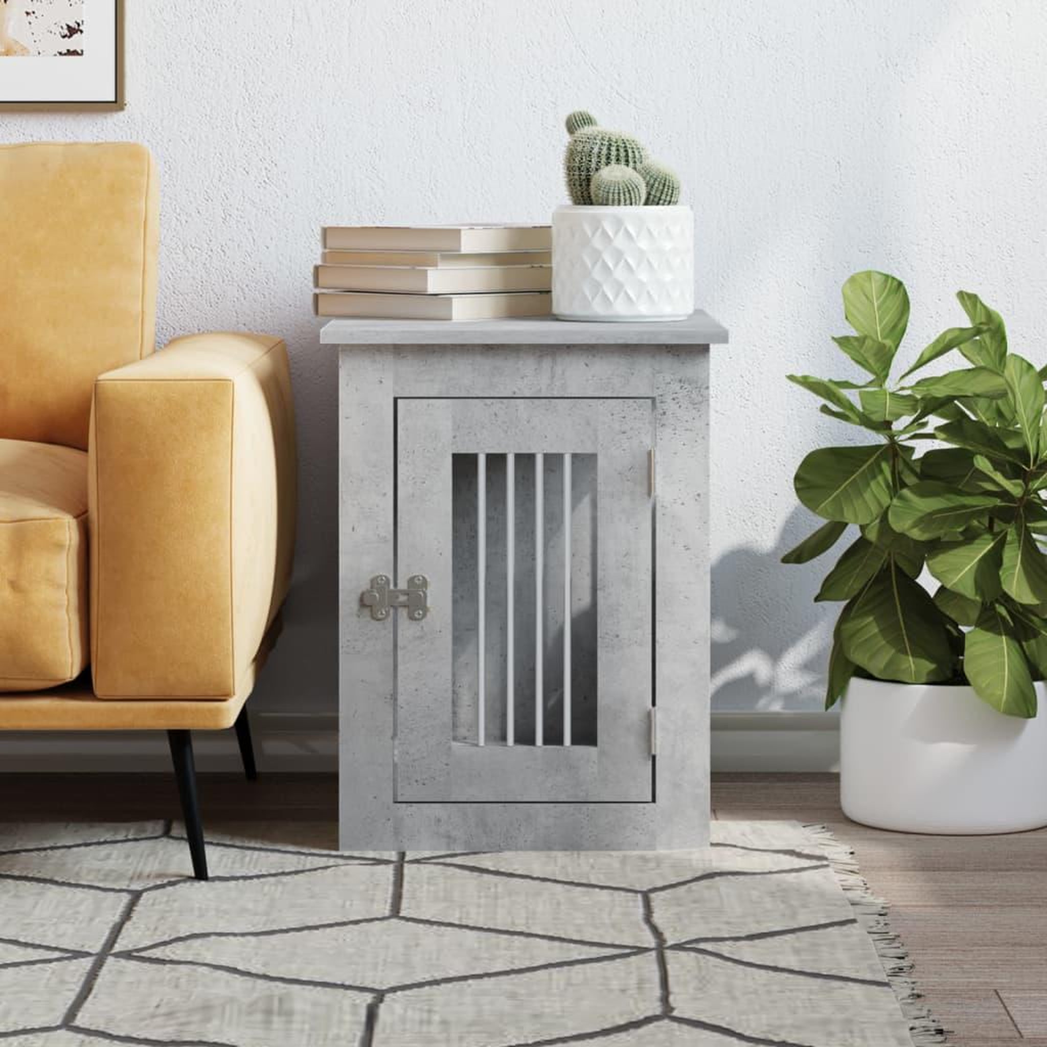 Voir la diapositive 3 : VIDAXL Meuble de cage pour chiens gris beton 45x62x59 cm