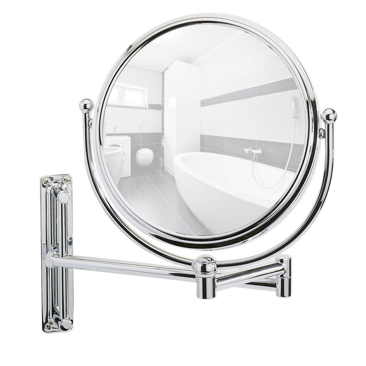 Wenko Miroir mural grossissant de salle de bain Deluxe - Diam. 19 cm - Argent
