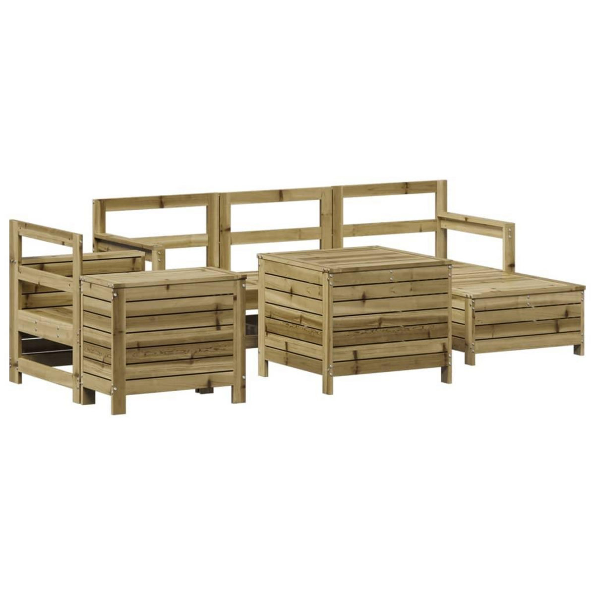 VIDAXL Salon de jardin 7 pcs bois de pin impregne
