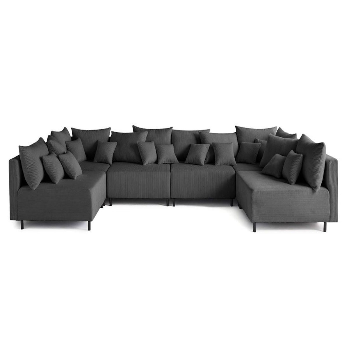 LISA DESIGN Edinburg - canapé modulable panoramique 6 places - en velours côtelé