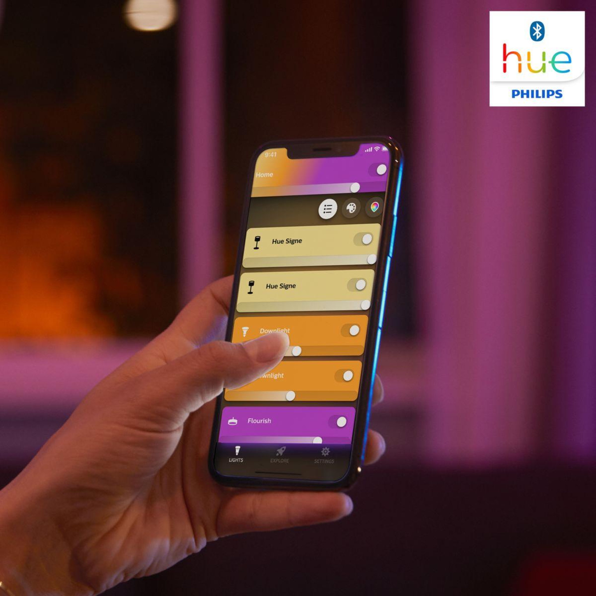 Voir la diapositive 5 : PHILIPS HUE Lampe connectée bloom white&color ambiance
