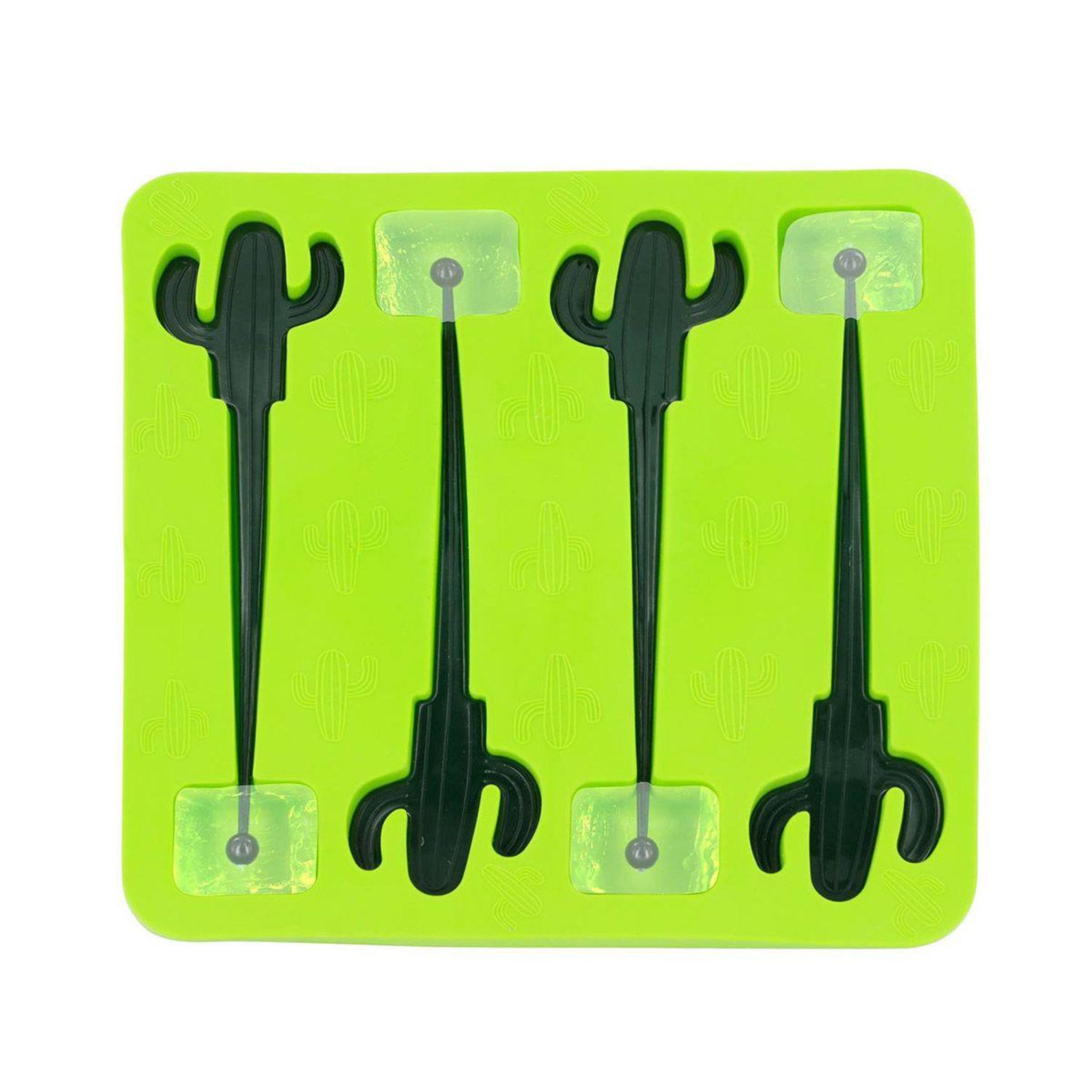 The Home Deco Factory Moule à glaçons & agitateur  cactus  18cm vert