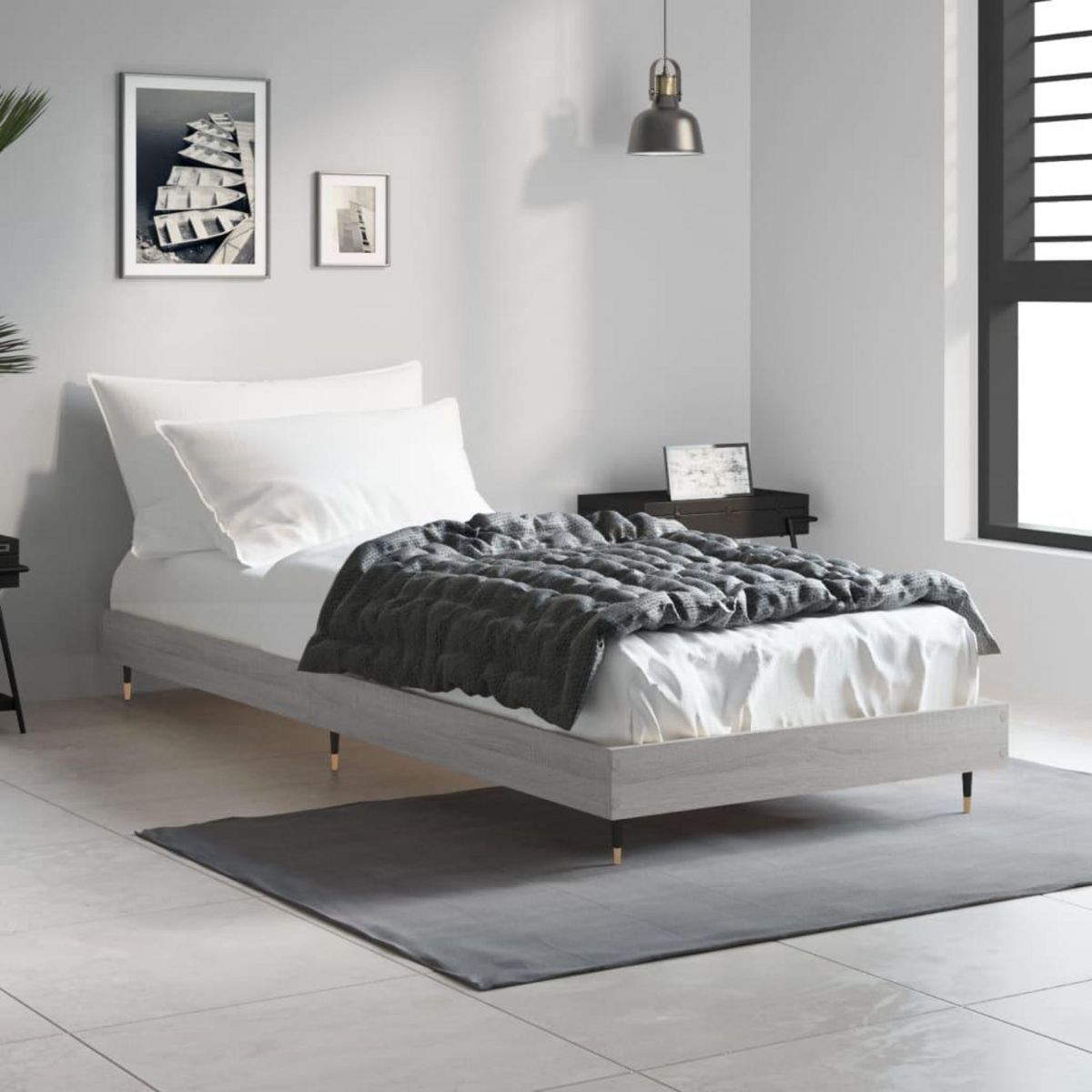 VIDAXL Cadre de lit sans matelas sonoma gris 75x190 cm