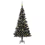 VIDAXL Arbre de Noël artificiel pre-eclaire et boules noir 240 cm PVC