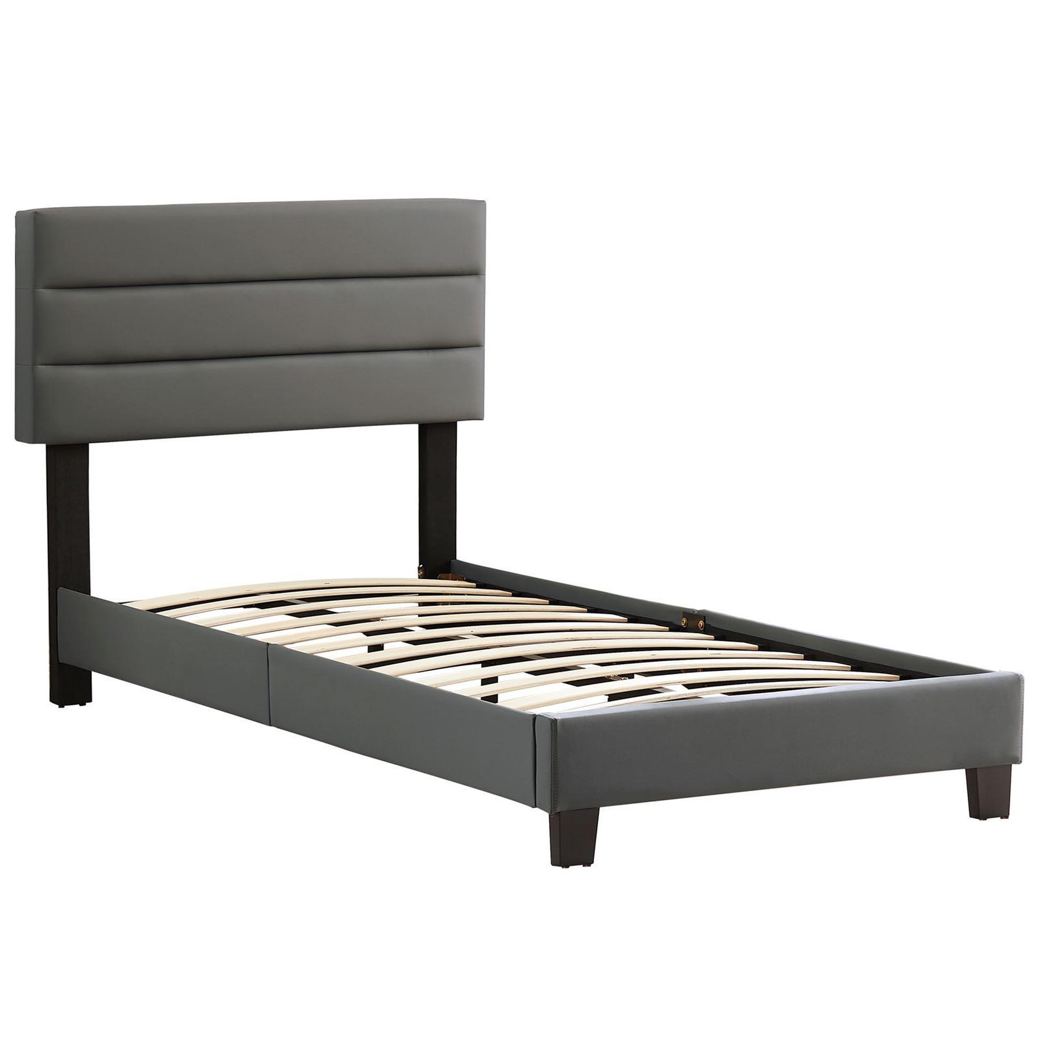 Voir la diapositive 4 : IDIMEX Lit 1 place HUDSON, 90 x 190 cm, capitonné avec sommier, revêtement synthétique