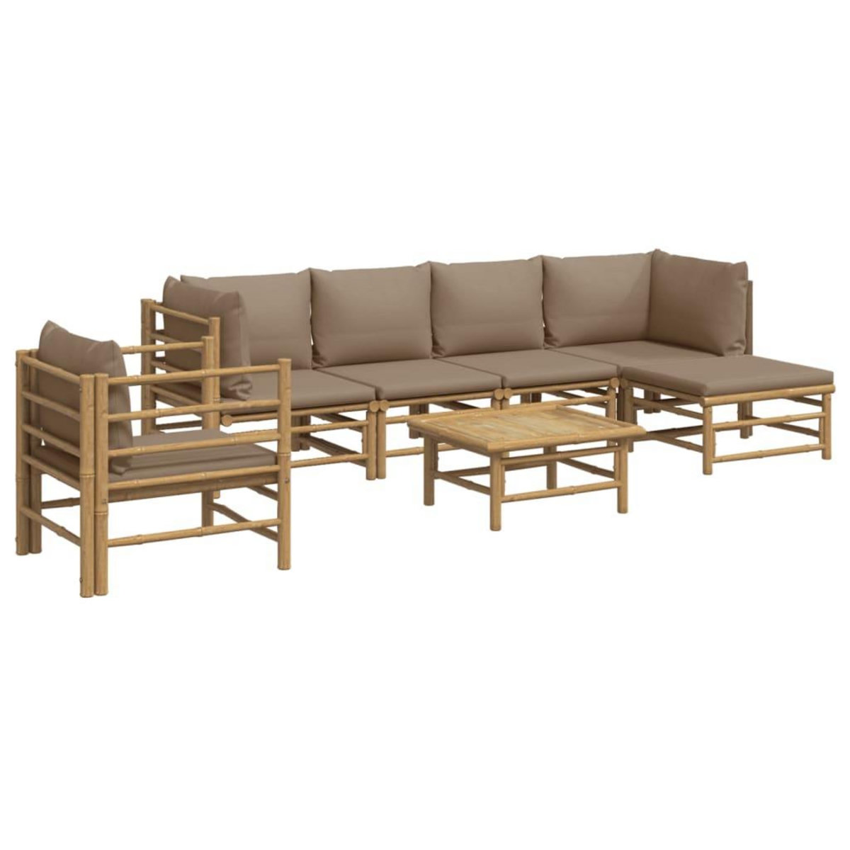 VIDAXL Salon de jardin 7 pcs avec coussins taupe bambou