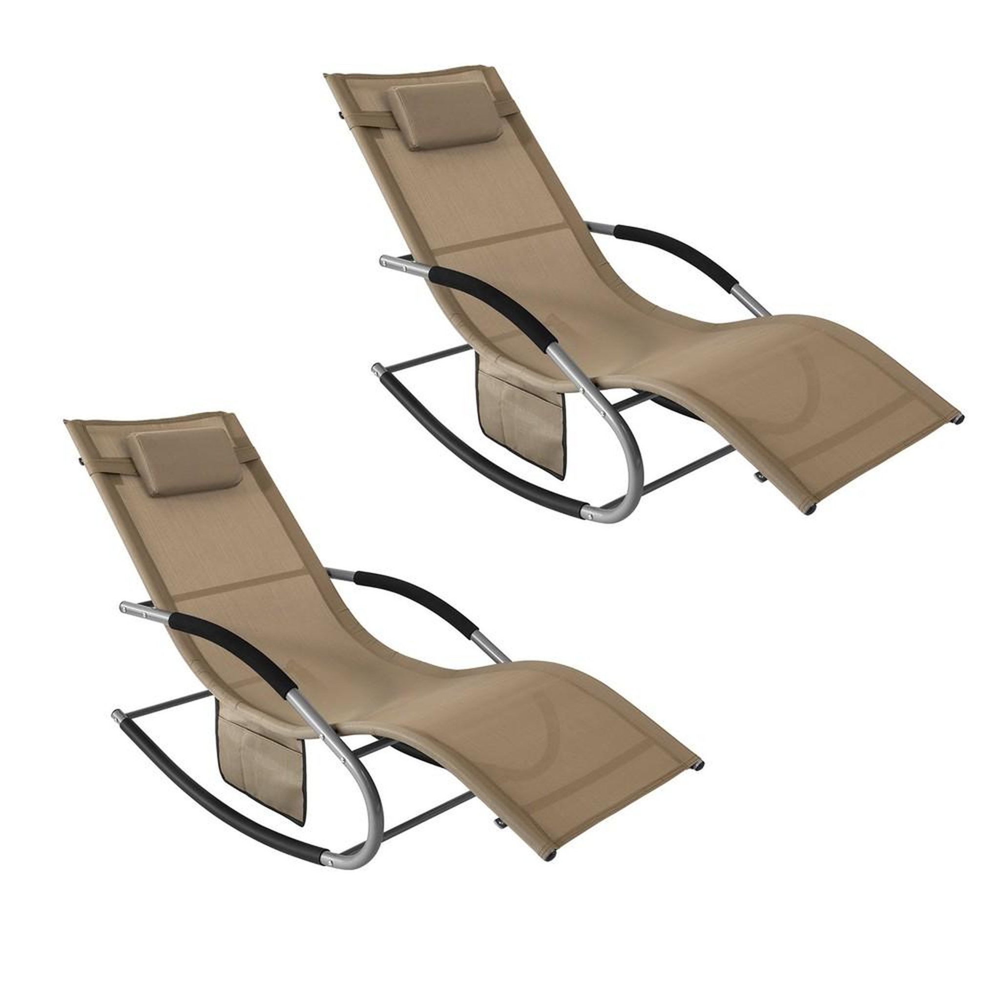 SOBUY SoBuy - Lot de 2 chaises à bascule pour jardin - Moderne - OGS28X2. Coloris disponibles : Noir, Marron, Beige, Rouge, Gris, Vert, Bleu
