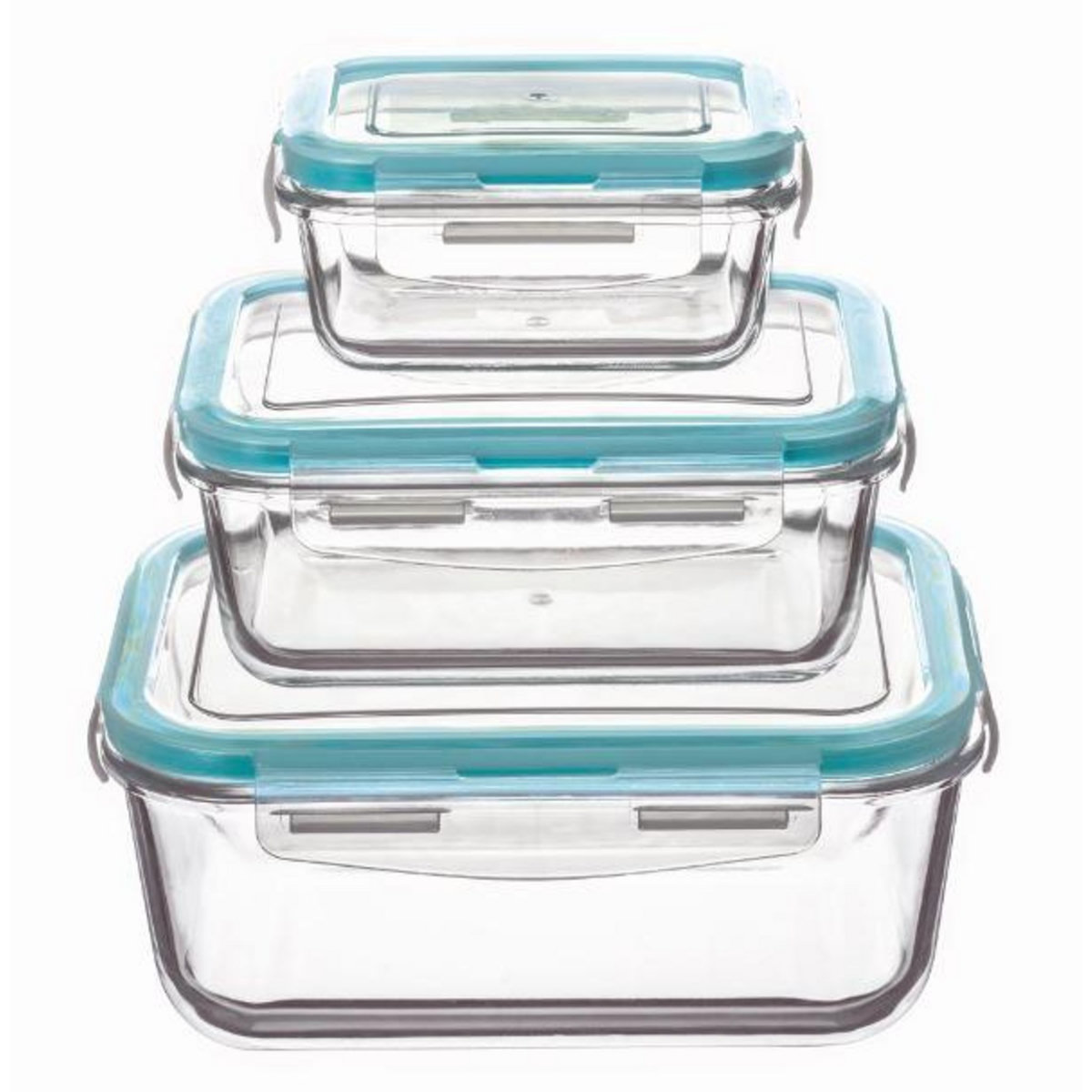 5 FIVE SIMPLY Lot de 3 boites en verre carré CLIPEAT 19/15/11 cm