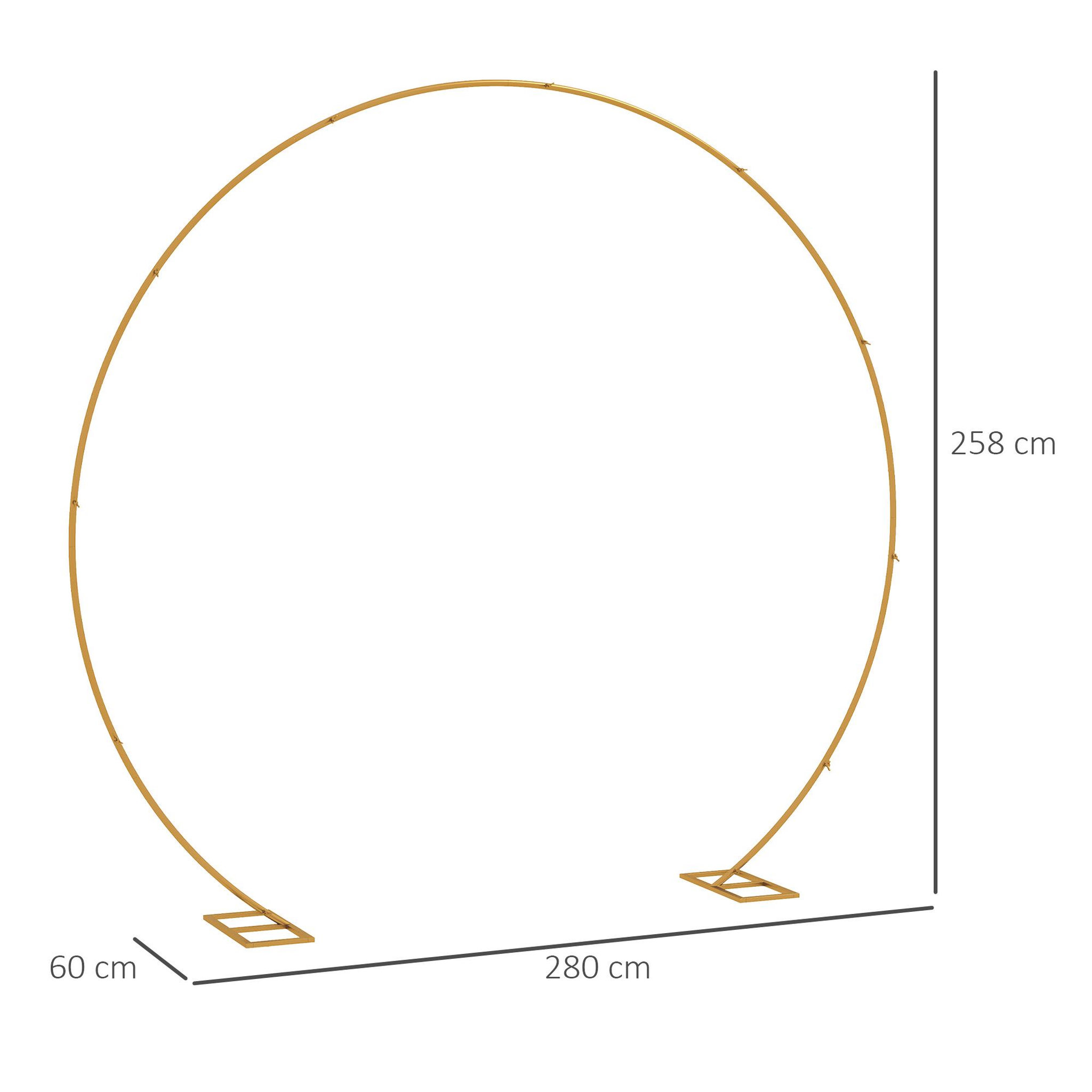 Voir la diapositive 3 : OUTSUNNY Arche décorative - arche de mariage - arche de ballon - dim. 280L x 60l x 258H cm - acier doré