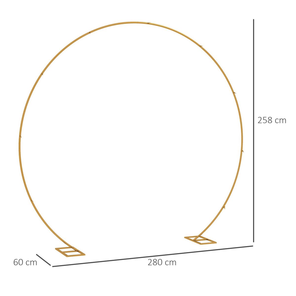OUTSUNNY Arche décorative - arche de mariage - arche de ballon - dim. 280L x 60l x 258H cm - acier doré