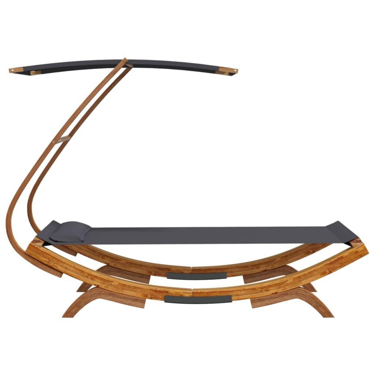 VIDAXL Lit repos et auvent 100x190x134cm Bois courbe massif Anthracite