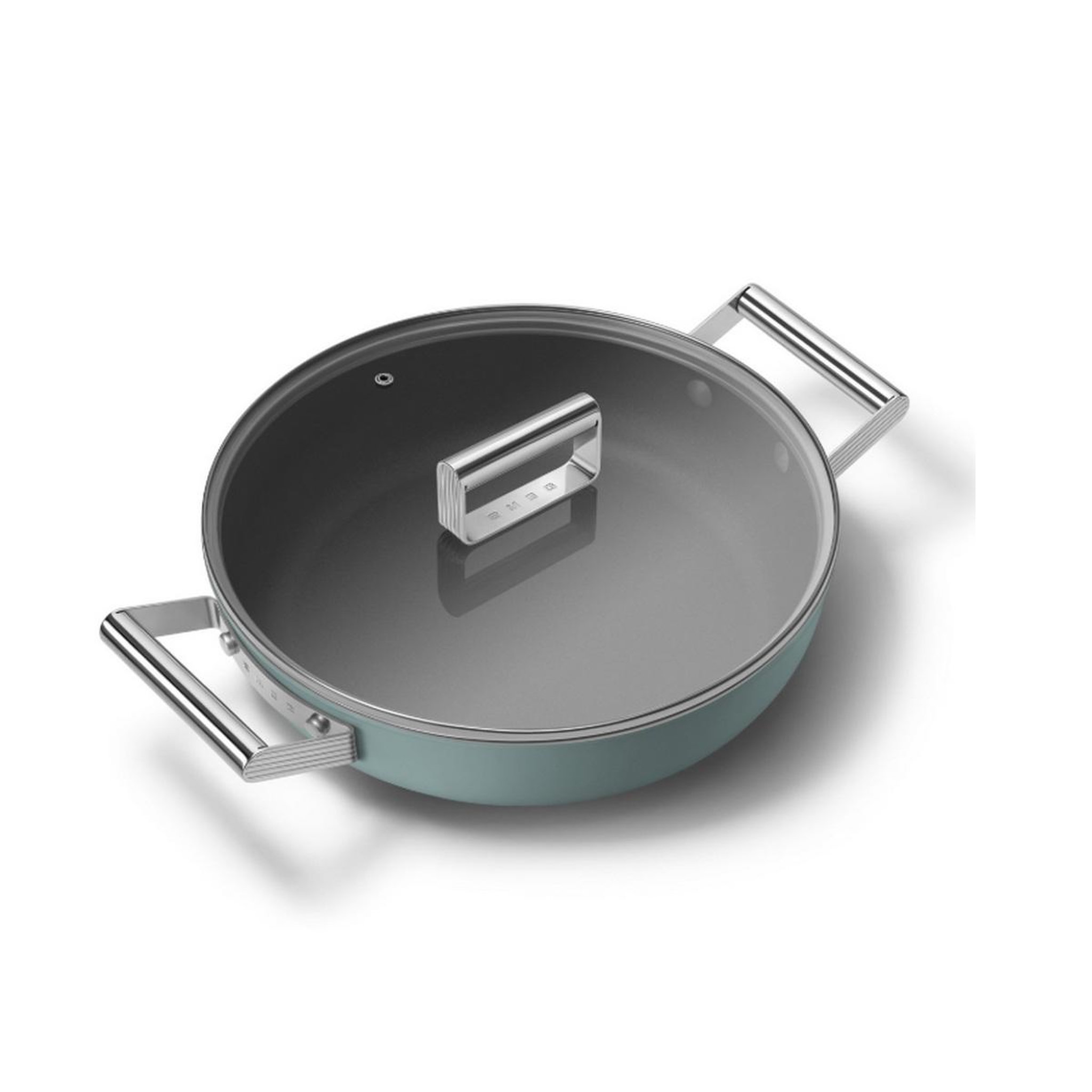 Voir la diapositive 2 : SMEG Sauteuse vert émeraude mat 28cm + couvercle - dpf2812egm