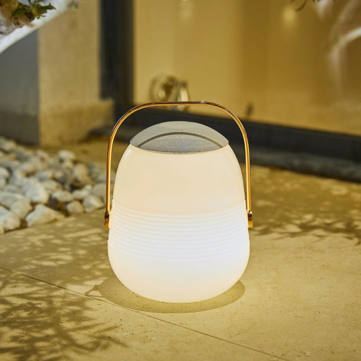 Lumisky Lampe enceinte bluetooth BOB STATION Blanc Cuivre 10W