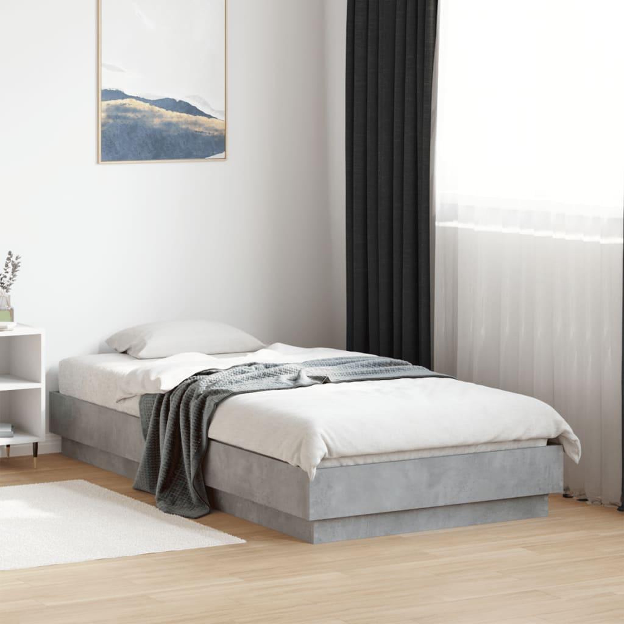 Voir la diapositive 4 : VIDAXL Cadre de lit sans matelas avec lumieres LED gris beton 75x190cm