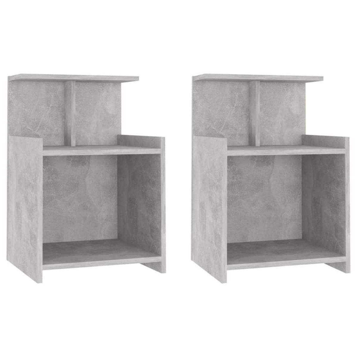 VIDAXL Tables de chevet 2 pcs Gris beton 40x35x60 cm Agglomere
