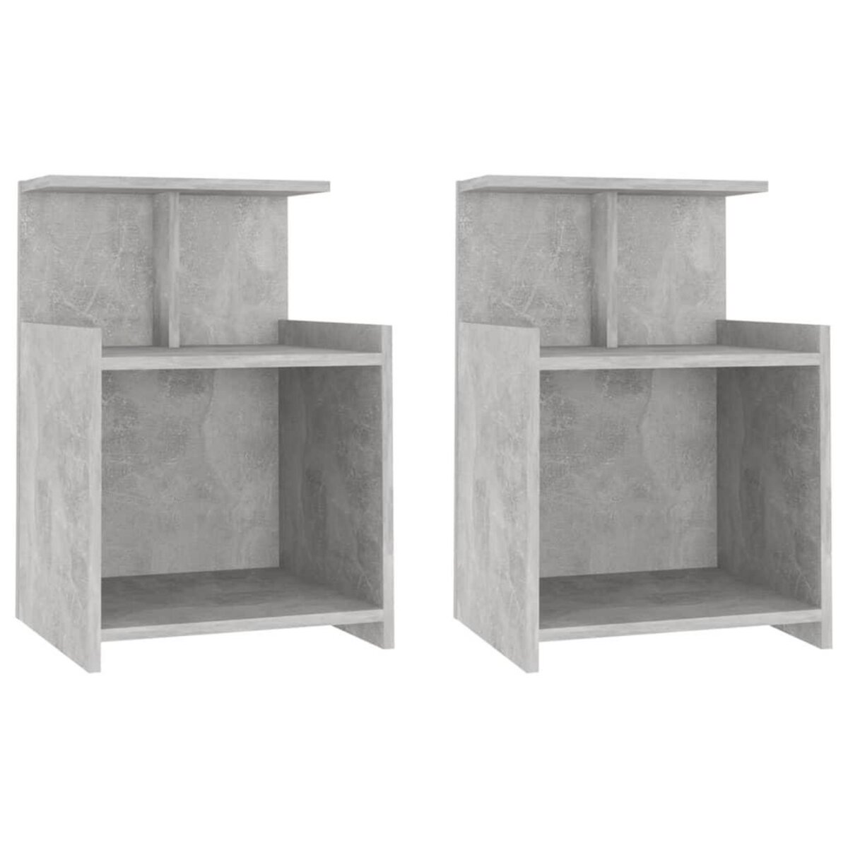 VIDAXL Tables de chevet 2 pcs Gris beton 40x35x60 cm Agglomere