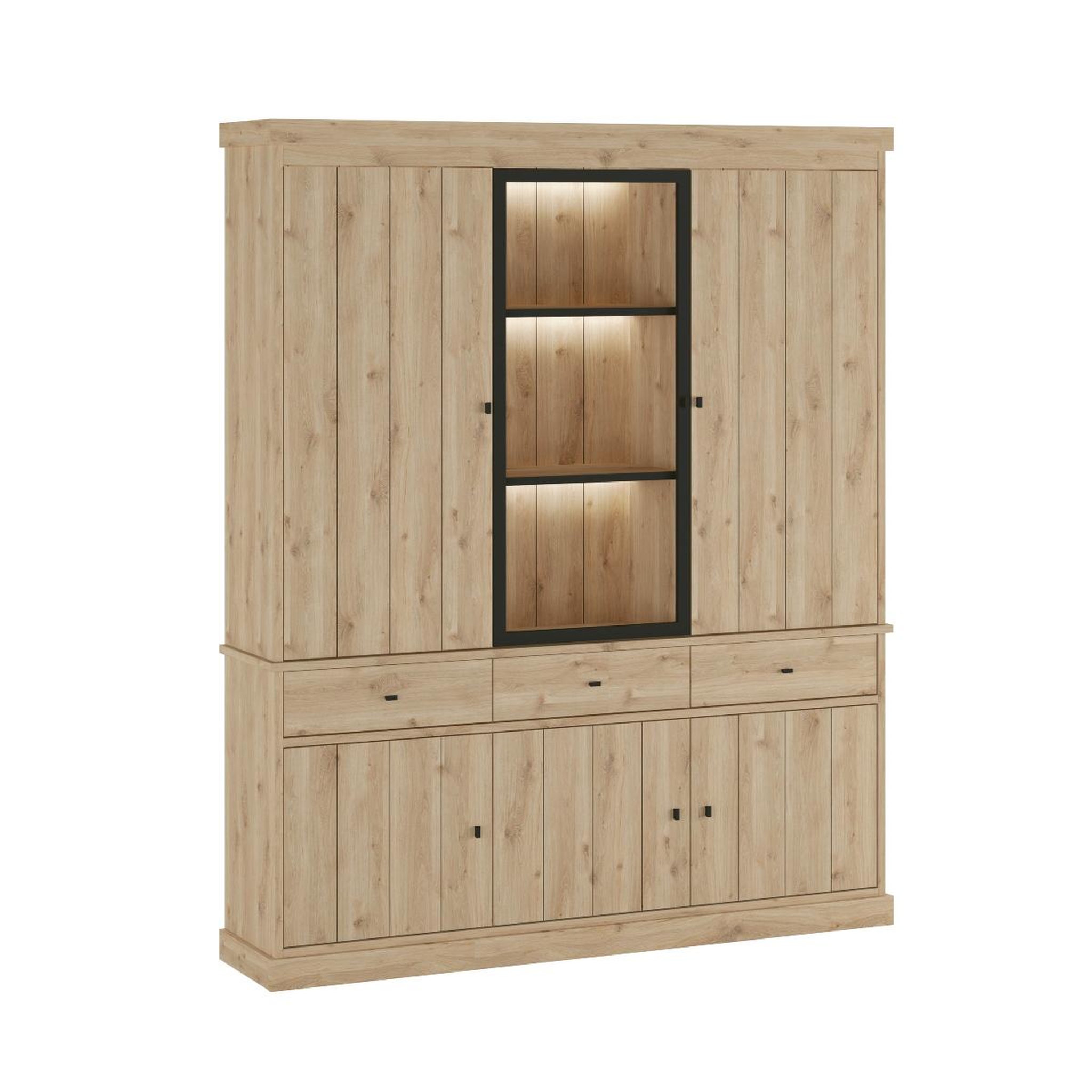 JLC KREATION Vaisselier en bois 3 portes dont 1 vitrée VALENTINE
