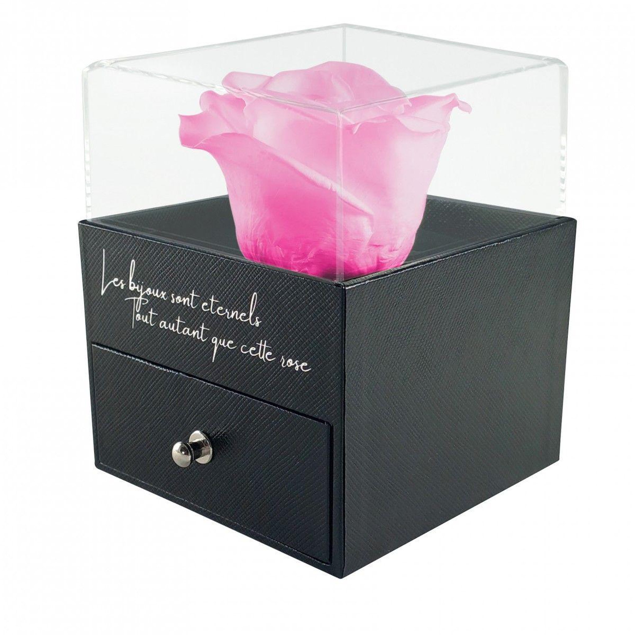 Voir la diapositive 2 : SC CRYSTAL Boite à bijoux décorée d'une rose éternelle - stabilisée rose