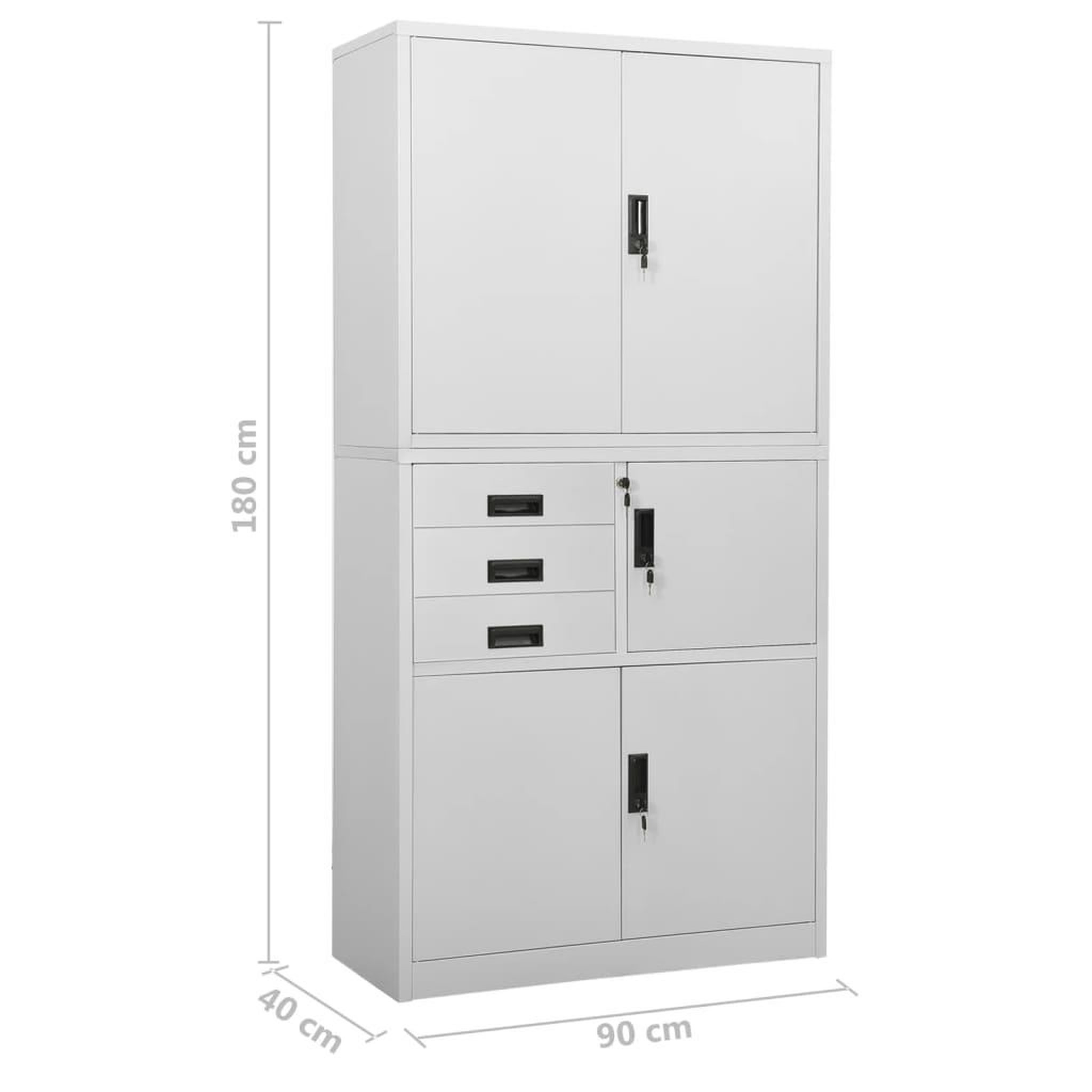 Voir la diapositive 6 : VIDAXL Armoire de bureau Gris clair 90x40x180 cm Acier