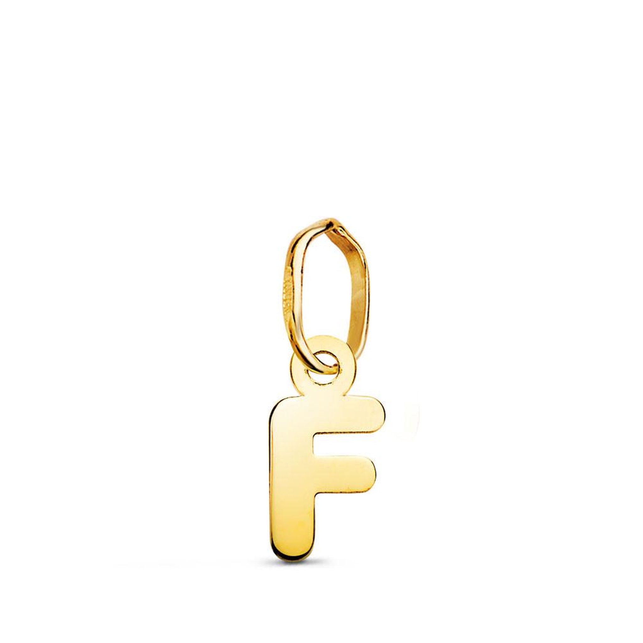 L'ATELIER D'AZUR Pendentif Or 18 Carats 750 Jaune - Initiale Lettre  F  - Chaine Offerte