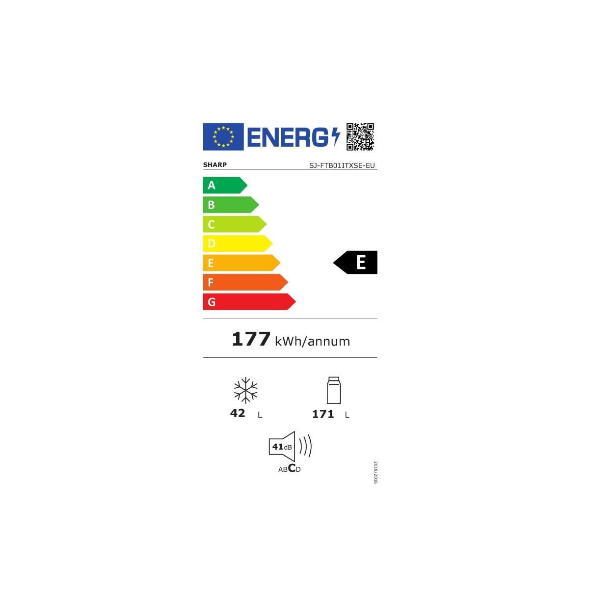 Sharp Réfrigérateur combiné 54 cm 213l statique silver - SJFTB01ITXSE