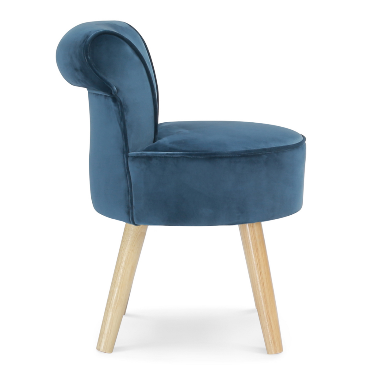 ID MARKET Fauteuil crapaud en velours bleu