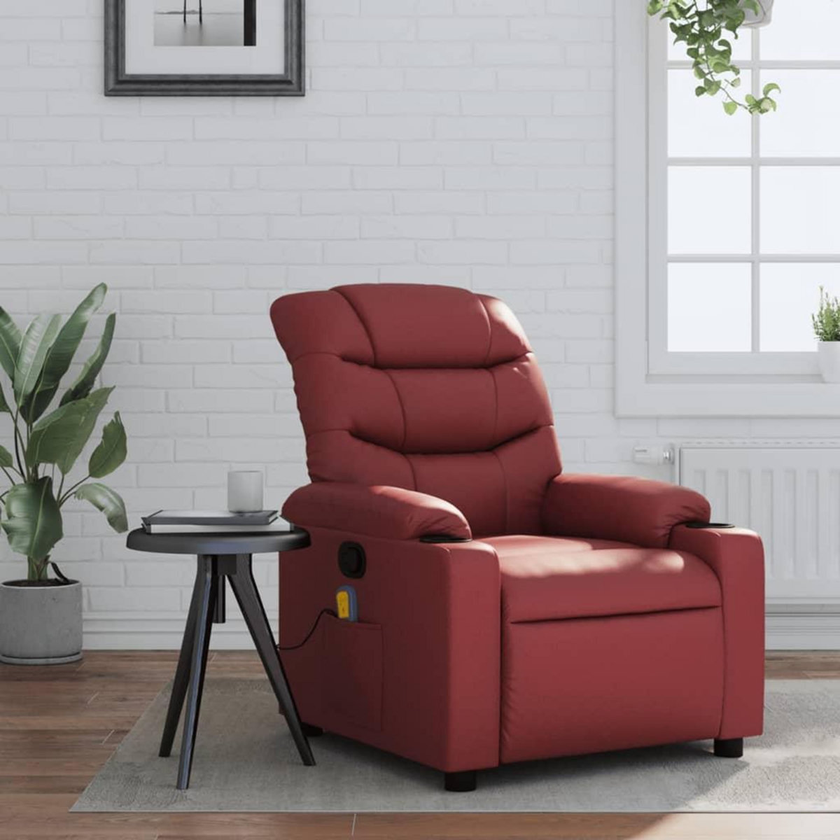 VIDAXL Fauteuil de massage inclinable Rouge bordeaux Similicuir