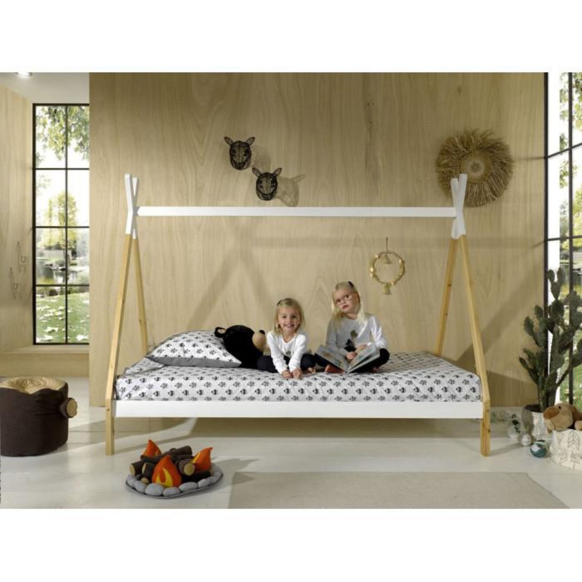 Paris Prix Lit Enfant en Pin Massif  Tipi  90x200cm Blanc