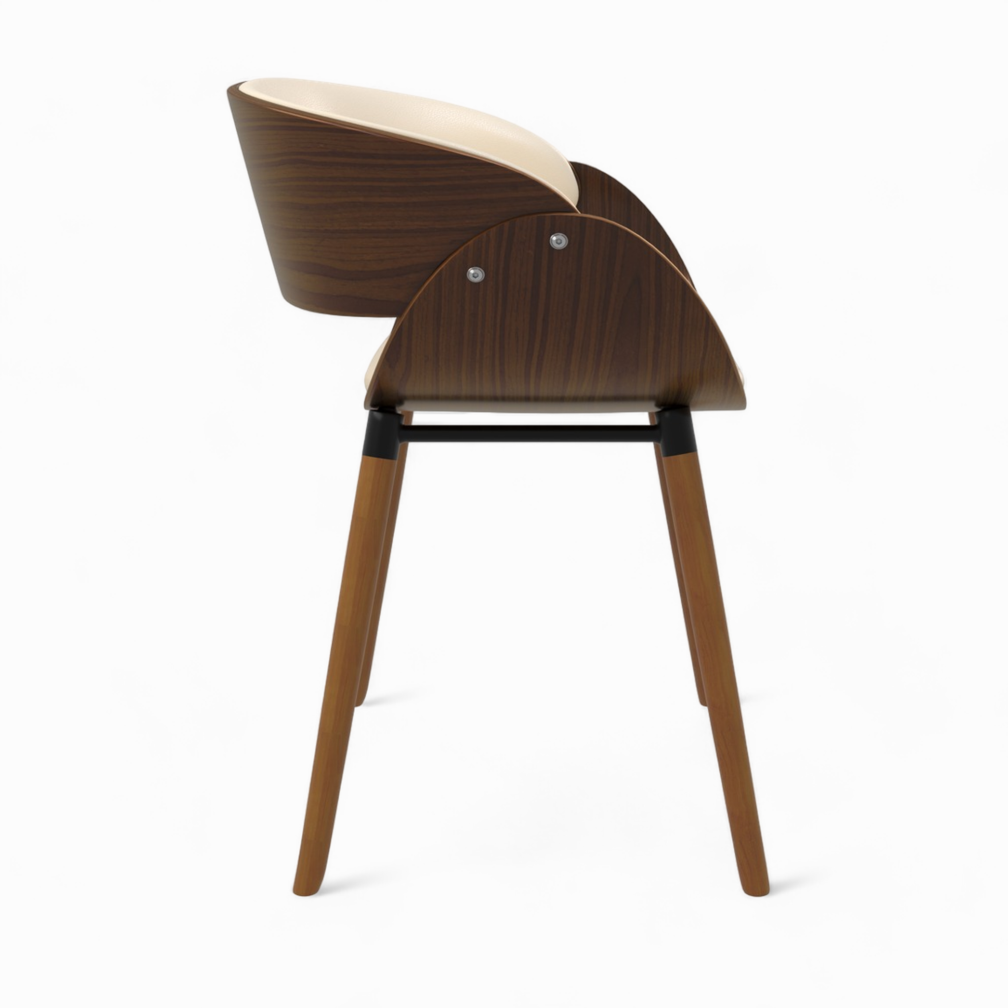 Voir la diapositive 6 : MAISON PAVANE Chaise en cuir synthétique beige et bois plaqué noyer-polo