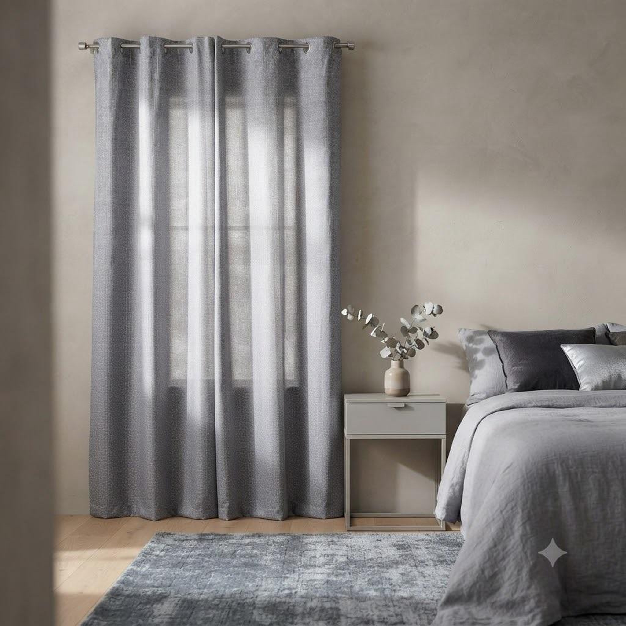 Voir la diapositive 5 : Eden Rideau a oeillets 140 x 240 cm optic gris