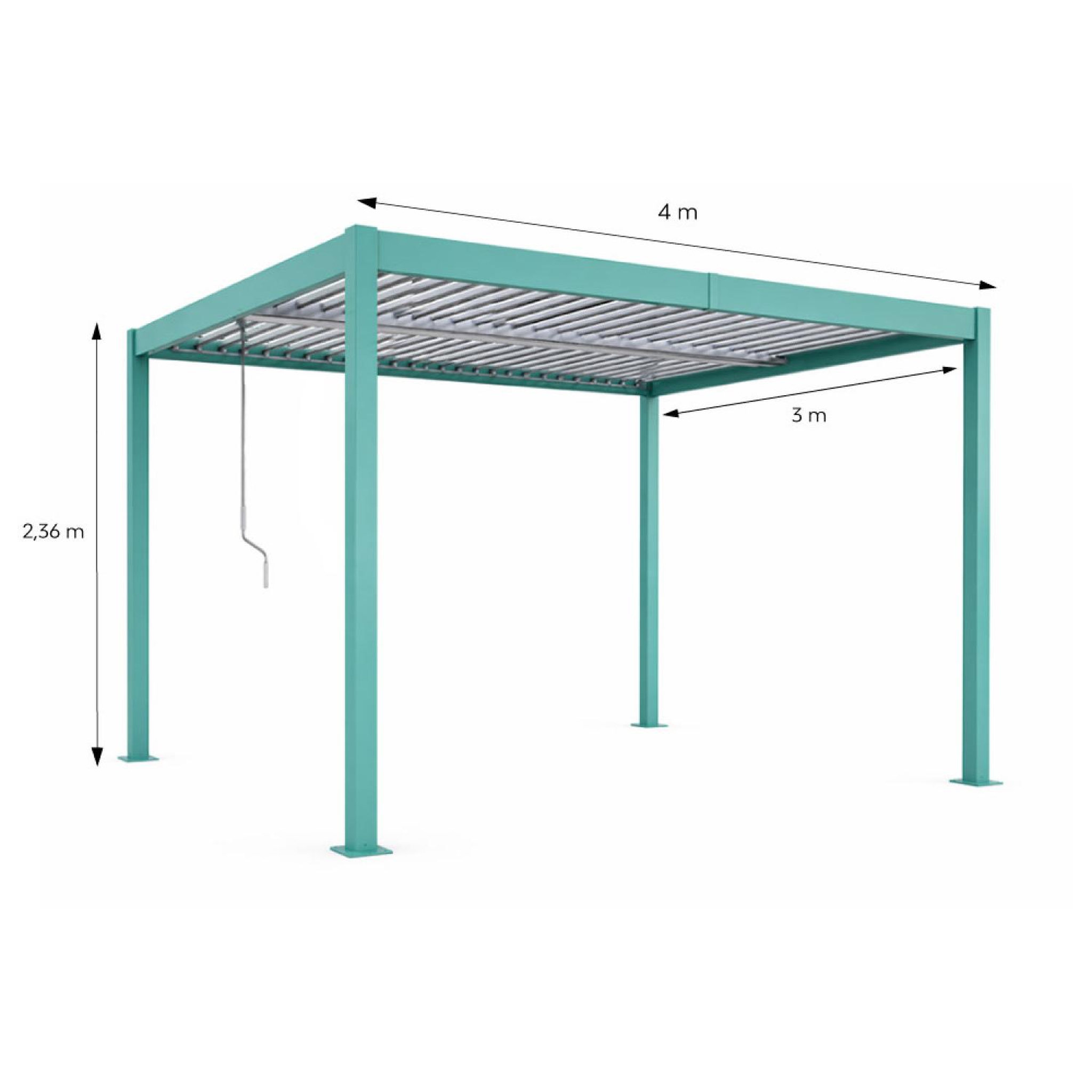 Voir la diapositive 3 : CONCEPT USINE Pergola bioclimatique structure et lames orientables en aluminium vert 4x3m rhodes