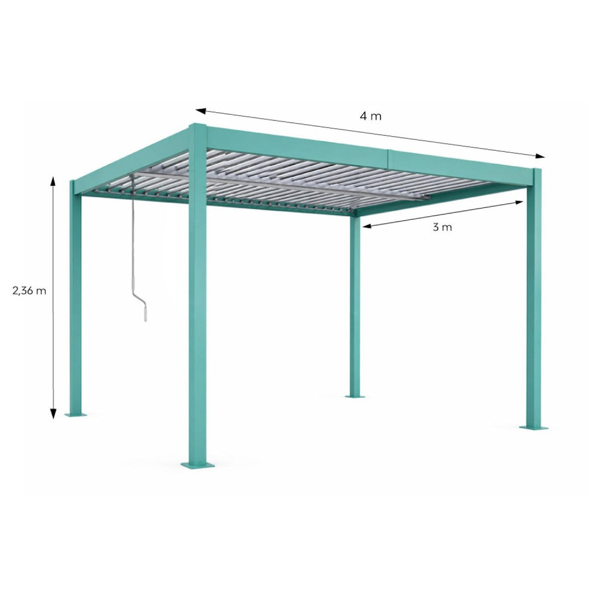 CONCEPT USINE Pergola bioclimatique structure et lames orientables en aluminium vert 4x3m RHODES