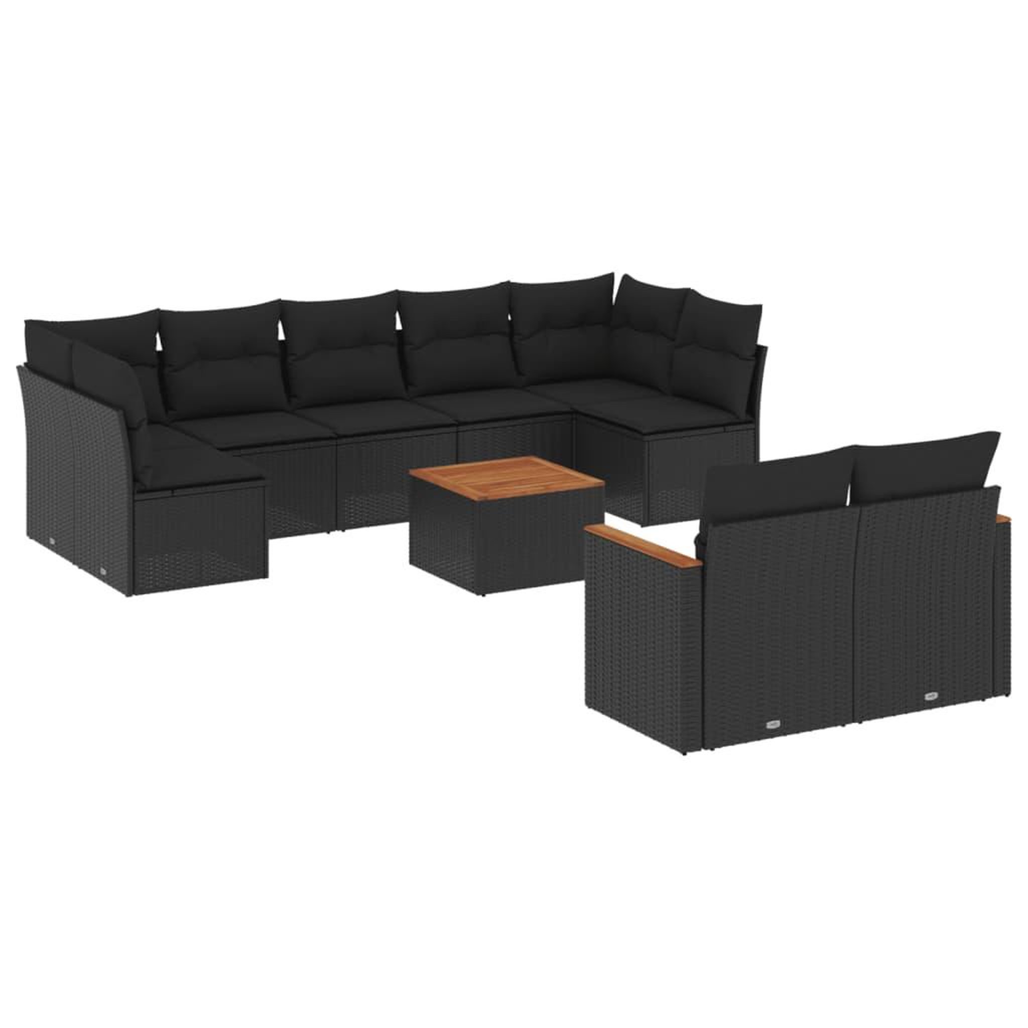 Voir la diapositive 2 : VIDAXL Salon de jardin 10 pcs avec coussins noir resine tressee