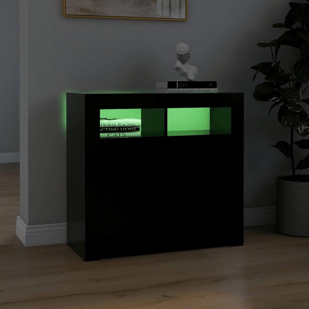 VIDAXL Buffet avec lumieres LED noir 80x35x75 cm