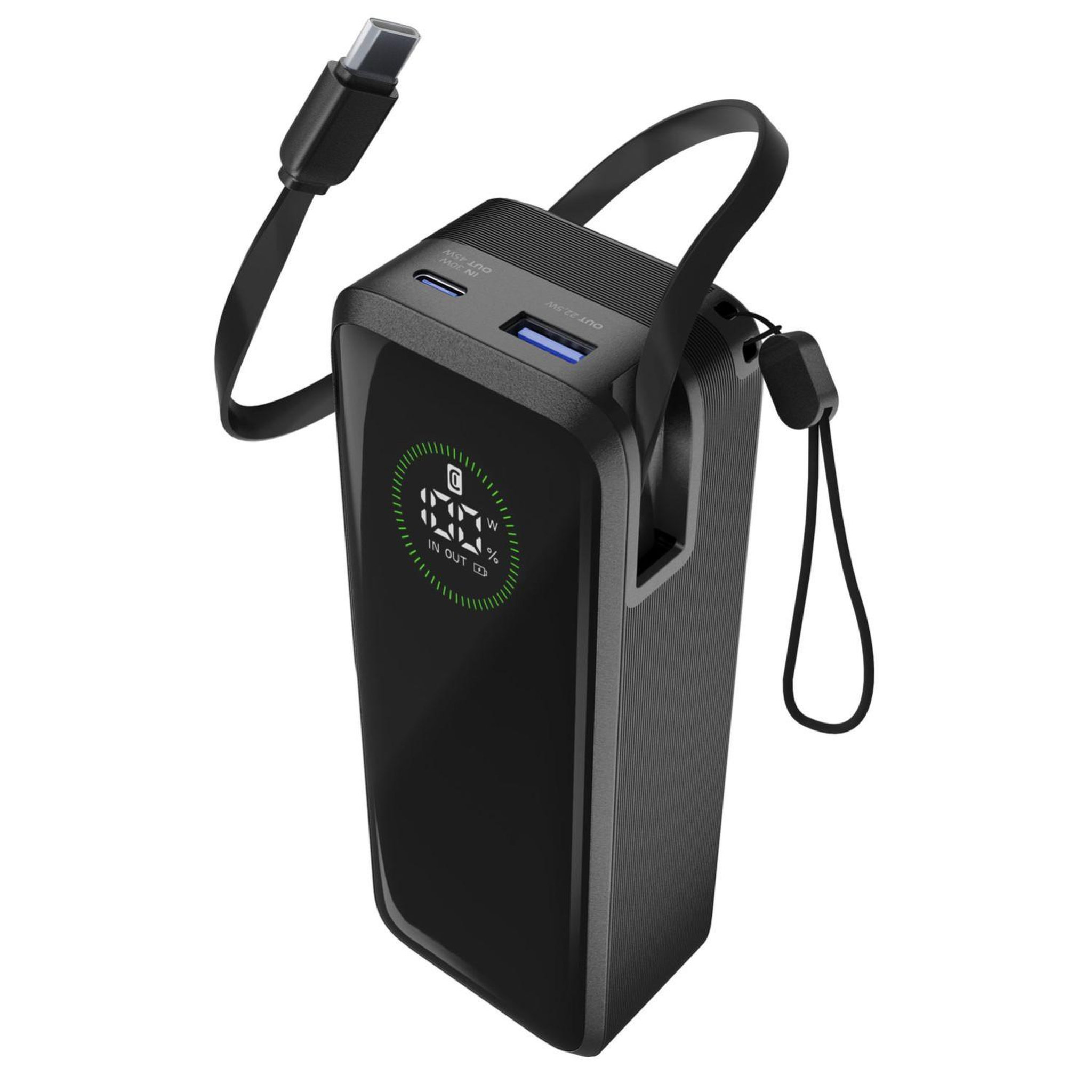 CELLULAR LINE Cellularline power bank roller 20000 batterie externe de 20 000 mah avec sortie jusqu'à 65w, parfaite pour une recharge rapide et puissante à tout moment. Câble usb-c rétractable et écran lcd pour plus de confort et un contrôle instantané.