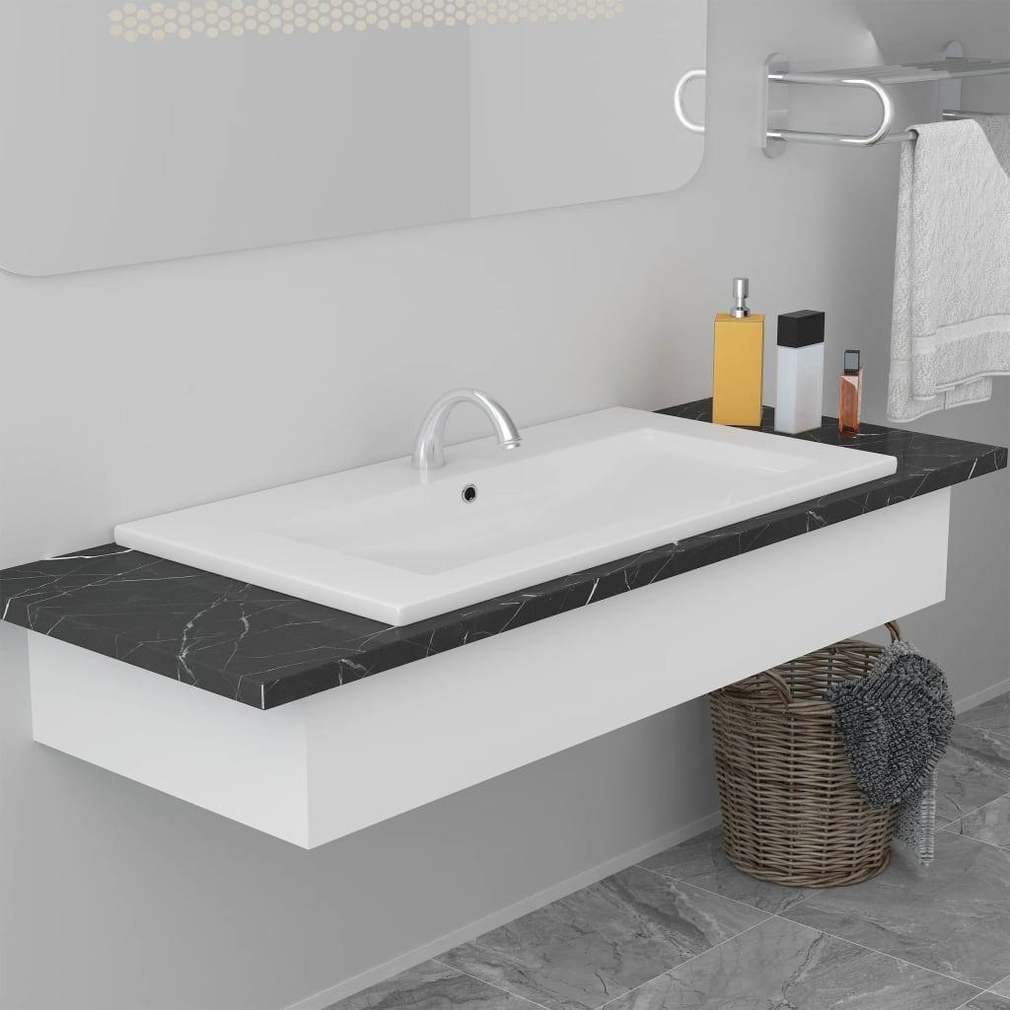 Voir la diapositive 1 : VIDAXL Lavabo encastre 91 x 39,5 x 18,5 cm Ceramique Blanc